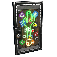 Neon Cactus Metal Door